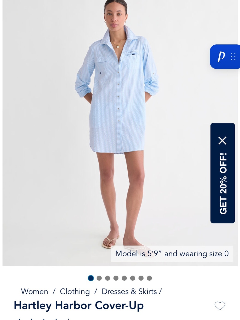 Vineyard Vines Light Blue Pinstripe Shirt Cover-Up